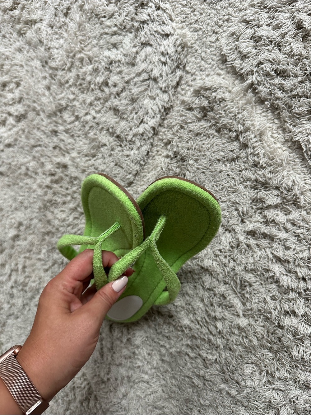 Reformation Lime Green Flip Flop Sandals Amelia Thong Wedge Sandals terry 9 - Picture 10 of 11